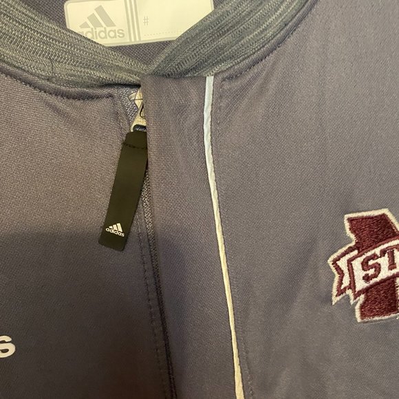MS State Adidas Climalite ¼ Zip Pullover Shirt Men’s Size Large Gray ShortSleeve - Picture 6 of 9